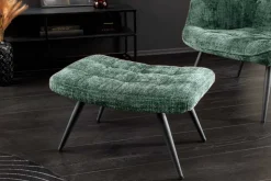 Moderner Hocker SCANDINAVIA grün Chenille Cremona Metallbeine Fußhocker