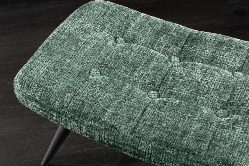 Moderner Hocker SCANDINAVIA grün Chenille Cremona Metallbeine Fußhocker