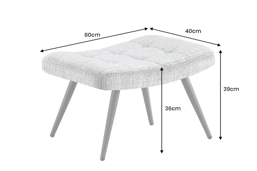 Moderner Hocker SCANDINAVIA grün Chenille Cremona Metallbeine Fußhocker
