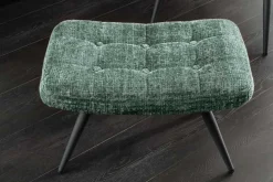 Moderner Hocker SCANDINAVIA grün Chenille Cremona Metallbeine Fußhocker