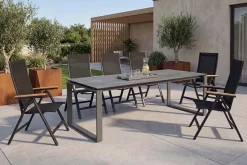 Moderner In- und Outdoor Esstisch FLOATING 210cm anthrazit Keramik Gartentisch wetterfest