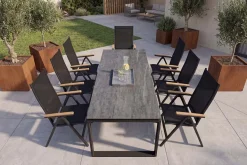 Moderner In- und Outdoor Esstisch FLOATING 210cm anthrazit Keramik Gartentisch wetterfest