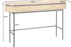 Moderner Konsolentisch ATELIER 120cm natur Eiche schwarz mit Schublade