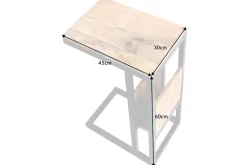Moderner Laptoptisch CONCIERGE 60cm natur Mangoholz Beistelltisch mit Stauraum Metallgestell