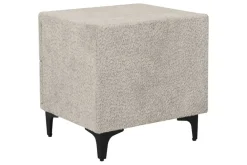 Moderner Nachttisch ART DECO 45cm greige Bouclé mit Schubladen schwarz Metall