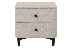 Moderner Nachttisch ART DECO 45cm greige Bouclé mit Schubladen schwarz Metall