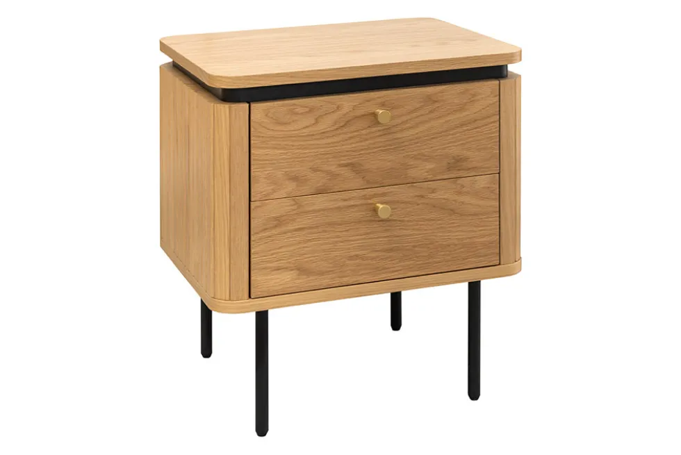 Moderner Nachttisch ATELIER 55cm Eiche Beistelltisch mit Schubladen