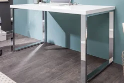 Moderner Schreibtisch WHITE DESK 120cm weiß Hochglanz Bürotisch