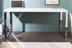 Moderner Schreibtisch WHITE DESK 160cm weiß Hochglanz Bürotisch