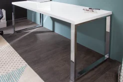 Moderner Schreibtisch WHITE DESK 140cm weiß Hochglanz Bürotisch