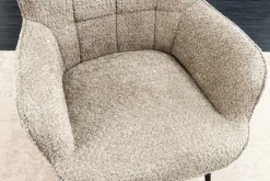 Moderner Sessel SCANDINAVIA champagner greige Bouclé mit Armlehnen