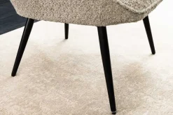 Moderner Sessel SCANDINAVIA champagner greige Bouclé mit Armlehnen