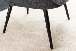 Moderner Sessel SCANDINAVIA grau Strukturstoff schwarze Metallbeine mit Armlehnen