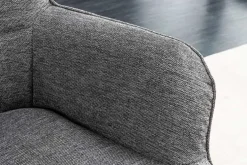 Moderner Sessel SCANDINAVIA grau Strukturstoff schwarze Metallbeine mit Armlehnen