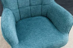 Moderner Sessel SCANDINAVIA blau Strukturstoff schwarz Metall mit Armlehne