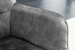 Moderner Sessel SCANDINAVIA grau Samt schwarze Metallbeine mit Armlehnen