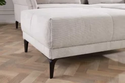 Moderner Sitzhocker DESIGNO 110cm beige Cord Metallfüße