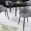 Moderner Stuhl DESIGNO grau Kunststoff Gartenstuhl mit Armlehnen Indoor Outdoor