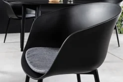 Moderner Stuhl DESIGNO schwarz Kunststoff Gartenstuhl mit Armlehnen Indoor Outdoor