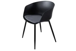 Moderner Stuhl DESIGNO schwarz Kunststoff Gartenstuhl mit Armlehnen Indoor Outdoor