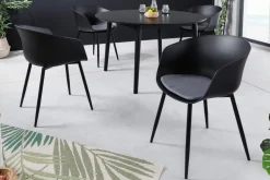 Moderner Stuhl DESIGNO schwarz Kunststoff Gartenstuhl mit Armlehnen Indoor Outdoor