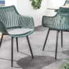 Moderner Stuhl SIGNUM salbei schwarz Kunststoff Gartenstuhl Indoor Outdoor mit Armlehnen