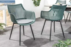 Moderner Stuhl SIGNUM salbei schwarz Kunststoff Gartenstuhl Indoor Outdoor mit Armlehnen