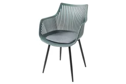 Moderner Stuhl SIGNUM salbei schwarz Kunststoff Gartenstuhl Indoor Outdoor mit Armlehnen