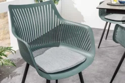 Moderner Stuhl SIGNUM salbei schwarz Kunststoff Gartenstuhl Indoor Outdoor mit Armlehnen