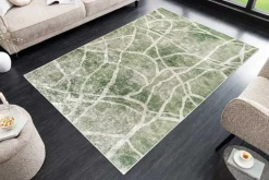 Moderner Teppich JUNGLE 230x160cm grün beige Flachgewebe Indoor-Teppich