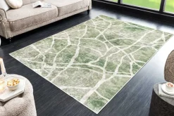 Moderner Teppich JUNGLE 230x160cm grün beige Flachgewebe Indoor-Teppich