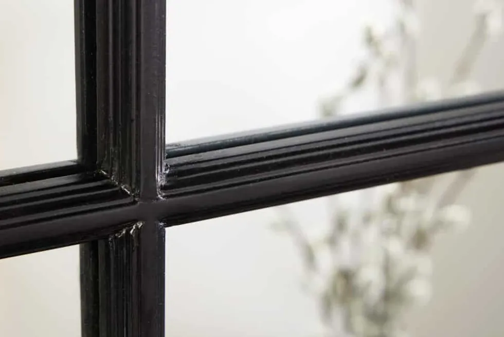 Moderner Wandspiegel PARIS 120cm schwarz Fensterspiegel Rundbogen-Design