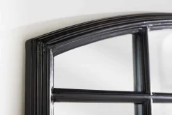 Moderner Wandspiegel PARIS 120cm schwarz Fensterspiegel Rundbogen-Design