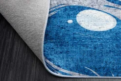 Moderner XXL Teppich ART RUGS 350x240cm grau blau weiß Flachgewebe Indoor