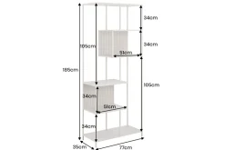 Modernes Bücherregal SLIM LINE 185cm champagner beige Metallgestell sechs Regalböden