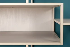 Modernes Bücherregal SLIM LINE 115cm champagner beige Metallgestell fünf Regalböden