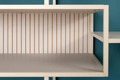 Modernes Bücherregal SLIM LINE 115cm champagner beige Metallgestell fünf Regalböden