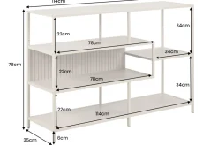 Modernes Bücherregal SLIM LINE 115cm champagner beige Metallgestell fünf Regalböden