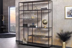 Modernes Bücherregal SLIM LINE 185x135cm graphit Metallgestell