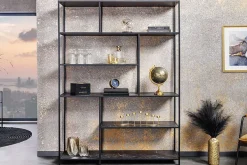 Modernes Bücherregal SLIM LINE 185x135cm graphit Metallgestell