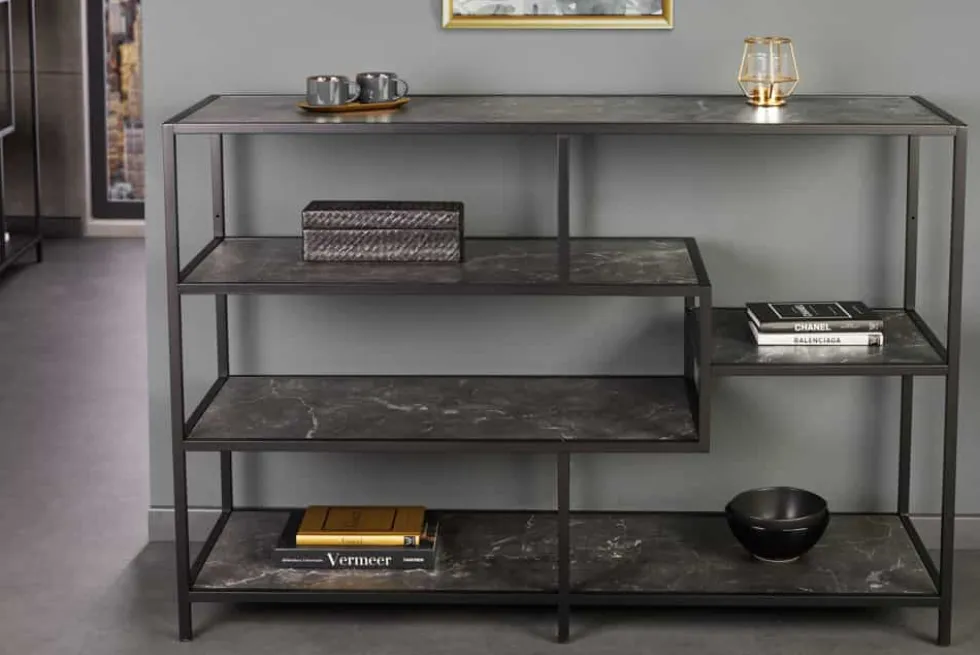 Modernes Bücherregal SLIM LINE 115cm graphit Metallgestell mit fünf Regalböden