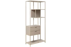 Modernes Bücherregal SLIM LINE 185cm champagner beige Metall mit Schubladen