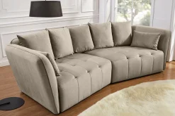 Modernes Big Sofa ROYAL 295cm greige Veloursstoff Federkern XXL-Couch