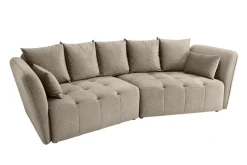 Modernes Big Sofa ROYAL 295cm greige Veloursstoff Federkern XXL-Couch