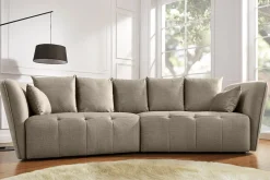 Modernes Big Sofa ROYAL 295cm greige Veloursstoff Federkern XXL-Couch