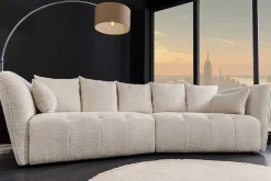 Modernes Big Sofa ROYAL 295cm champagner beige Bouclé Federkern XXL-Couch