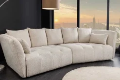 Modernes Big Sofa ROYAL 295cm champagner beige Bouclé Federkern XXL-Couch
