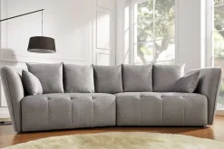 Modernes Big Sofa ROYAL 295cm grau Veloursstoff Federkern XXL-Couch
