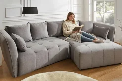 Modernes Big Sofa ROYAL 295cm grau Veloursstoff Federkern XXL-Couch