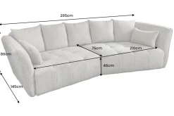 Modernes Big Sofa ROYAL 295cm grau Veloursstoff Federkern XXL-Couch